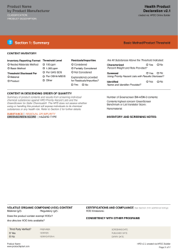 Product Name by Product Manufacturer Health Product Declaration