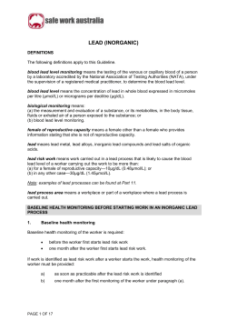 Lead (inorganic) - Hazardous Chemicals Requiring Health Monitoring