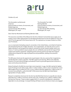 a2ru Letter to the U.S. Senate urging financial support of the NEA