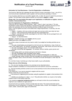 Notification of a Food Premises
