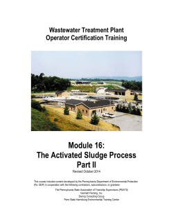 Module 16: The Activated Sludge Process Part II