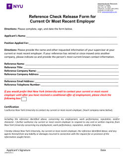 Reference Check Release for Current or Most Recent Employer