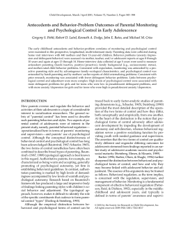 Antecedents and Behavior-Problem Outcomes of