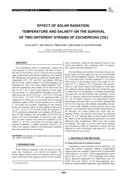 effect of solar radiation, temperature and salinity on the survival of