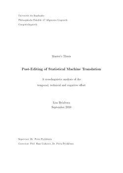 Post-Editing of Statistical Machine Translation