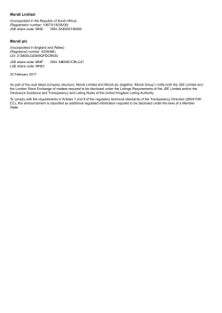 Mondi Group - Full Year Results Announcement 2016