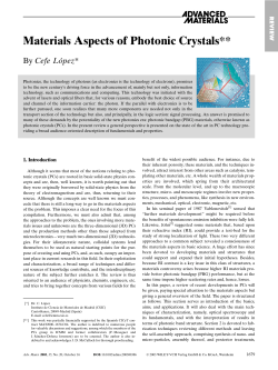 Materials Aspects of Photonic Crystals