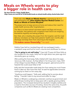 Meals on Wheels wants to play a bigger role in health care.