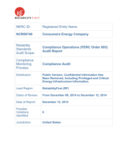 NERC ID: Registered Entity Name NCR00740 Consumers Energy