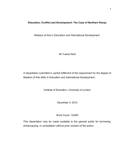 1 Education, Conflict and Development: The Case of Northern