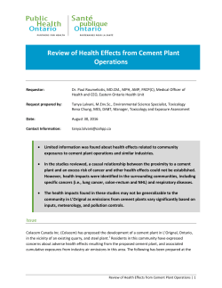 Review of Health Effects from Cement Plant Operations