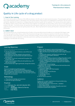 Quality in Life cycle of a drug product - Q