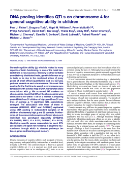 DNA pooling identifies QTLs on chromosome 4 for general cognitive