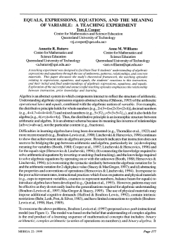equals, expressions, equations, and the meaning of variable
