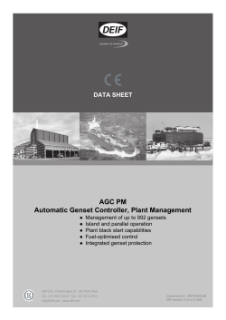 AGC PM Automatic Genset Controller, Plant Management