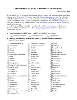 Questionnaire for listing as aconsultant on forecasting