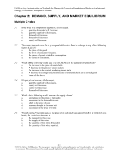 Chapter 2: DEMAND, SUPPLY, AND MARKET EQUILIBRIUM