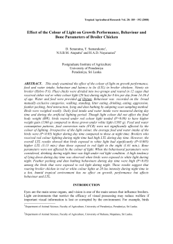 Effect of the Colour of Light on Growth Performance, Behaviour and