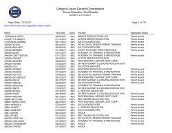 Server Ed Test Results - Oregon Liquor Control Commission