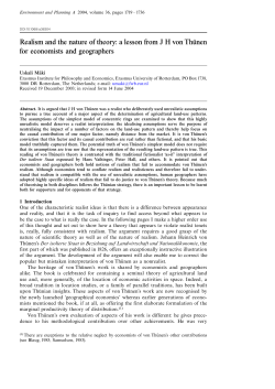 Realism and the nature of theory: a lesson from J H von Thu&laquo;nen for