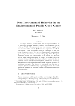 Non-Instrumental Behavior in an Environmental Public Good Game
