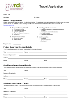 Preliminary Project Application