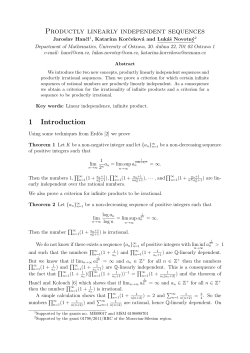 Productly linearly independent sequences 1 Introduction
