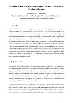 Comparative Study of Instance Based Learning and Back