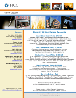 Select Casualty Recently Written Excess Accounts