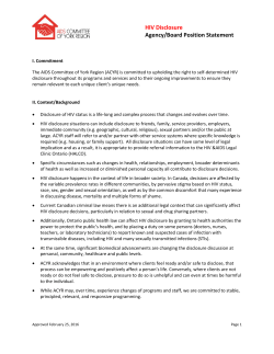 HIV Disclosure Agency/Board Position Statement