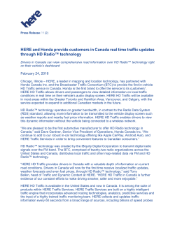 HERE and Honda provide customers in Canada real time traffic