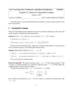 Lecture 17: Proof of a Geometric Lemma 1 Geometric Lemma