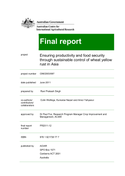 FR2011-12: Ensuring productivity and food security through