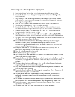Microbiology Test 2 Review Questions &ndash; Spring 2014 Be able to