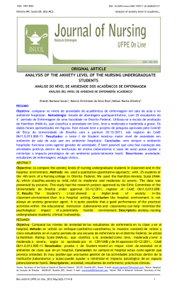 Oliveira NR, Souto EB, Dias MCS. Analysis of anxiety level in