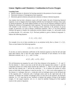 Linear Algebra and Chemistry: Combustion in Excess Oxygen