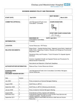 SICKNESS ABSENCE POLICY AND PROCEDURE Consultative