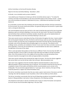 Ad Hoc Committee on the Area 83 Inventory Review Report to the