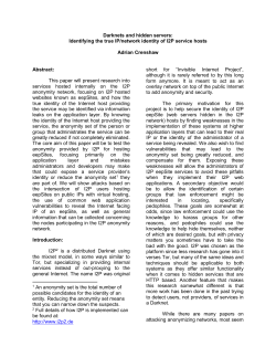 Identifying the true IP/network identity of I2P service