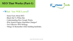 SEO That Works (Part-1) - Official Blog of Fortune Tech