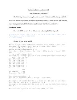 Exploratory Factor Analysis with R Annotated Syntax and Output The