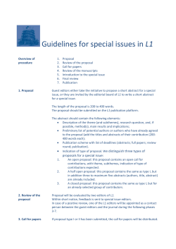 Guidelines for special issues in L1