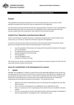 Guidelines for an Operations and Governance Manual