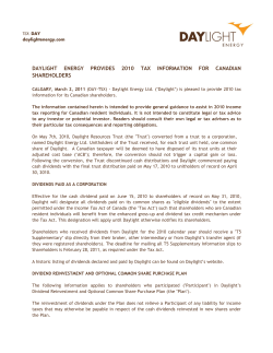daylight energy provides 2010 tax information for