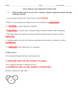 Atoms, Elements, and Compound Test Study Guide