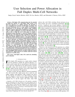 User Selection and Power Allocation in Full Duplex Multi-Cell