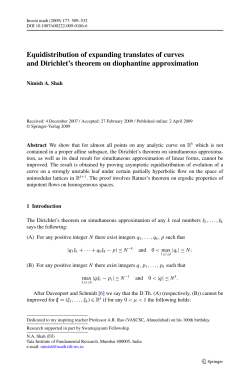 Equidistribution of expanding translates of curves and Dirichlet`s