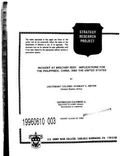 Incident at Mischief Reef: Implications for the Philippines, China, and
