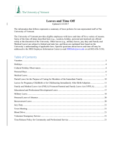 Leaves and Time Off - University of Vermont