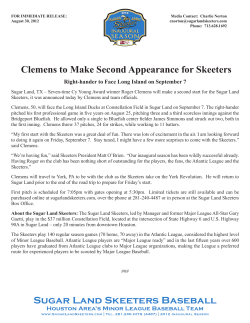 Sugar Land Skeeters Baseball Clemens to Make Second